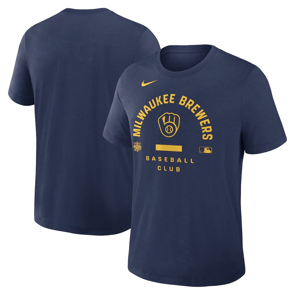 Men's Milwaukee Brewers Navy Collection Early Work Tri-Blend Dri-FIT T-Shirt Men's Milwaukee Brewers Navy Collection Early Work Tri-Blend Dri-FIT T-Shirt